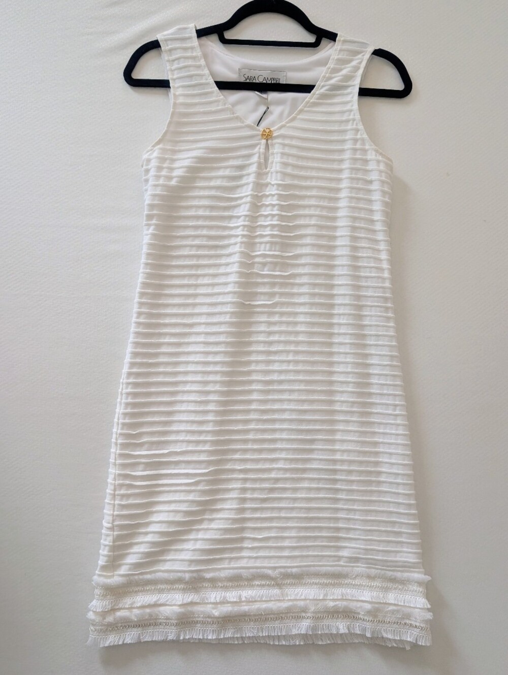 NWT Sara Campbell White Textured Knit Dress Sz XS Cotton Blend